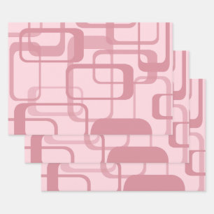 Feuille De Papier Cadeau Motif Abstrait des années 70 de Pink Retro 60