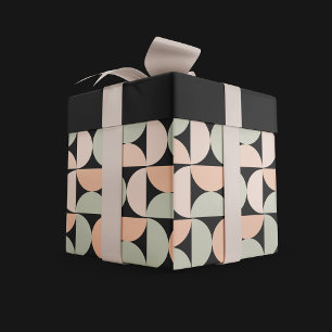 Feuille De Papier Cadeau Motif Abstrait Moderne du Milieu du Siècle Neutre