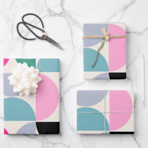 Feuille De Papier Cadeau Motif Abstrait moderne et coloré du milieu du sièc