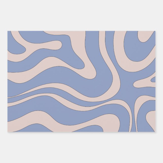 Feuille De Papier Cadeau Motif Abstrait moderne Retro Liquid Swirl Funky (Devant)