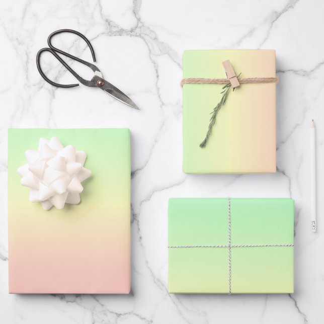 Feuille De Papier Cadeau Motif Abstrait Pastel Ombre Rainbow (Recto)