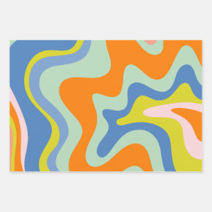 Feuille De Papier Cadeau Motif Abstrait Retro Liquid Swirl Trippy