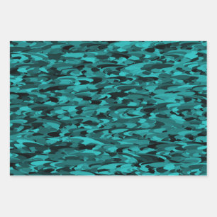 Feuille De Papier Cadeau Motif Abstrait Turquoise Noir