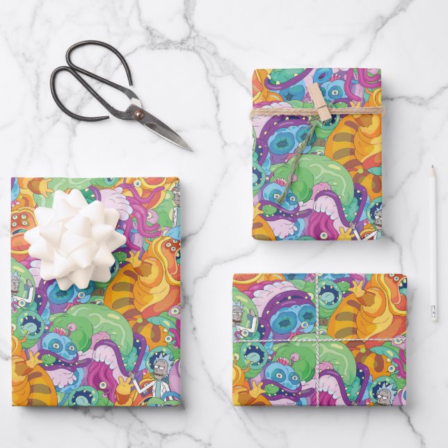 Feuille De Papier Cadeau Motif Alien du parti Rick Apocalypse (Recto)