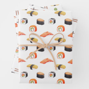 Feuille De Papier Cadeau Motif alimentaire japonais Sushi