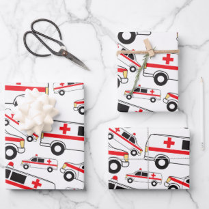 Feuille De Papier Cadeau Motif ambulancier