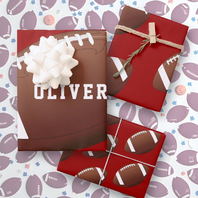 Feuille De Papier Cadeau Motif américain de football (Créateur téléchargé)