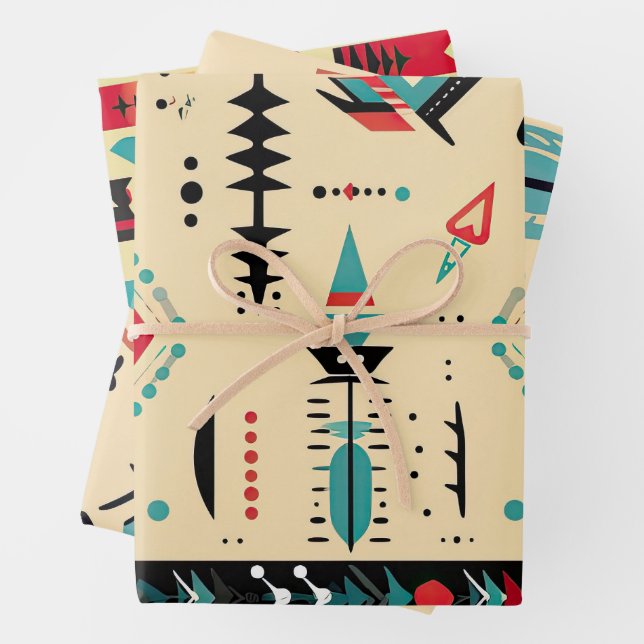 Feuille De Papier Cadeau Motif amérindien (En situation)
