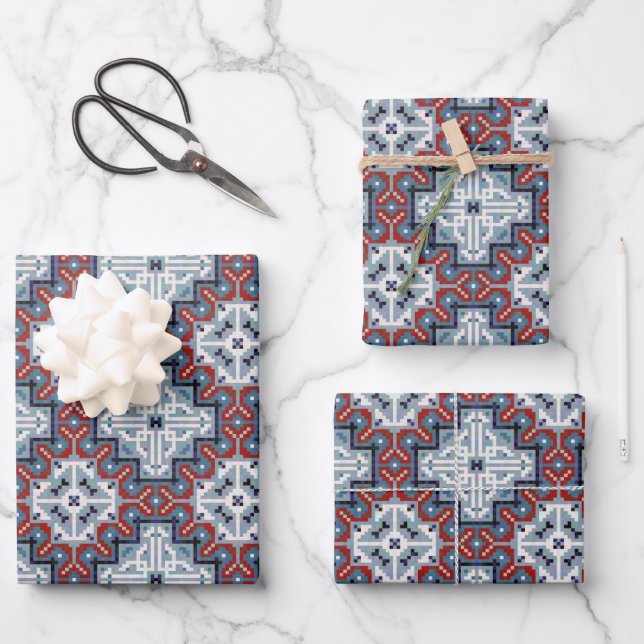 Feuille De Papier Cadeau Motif amérindien (Recto)