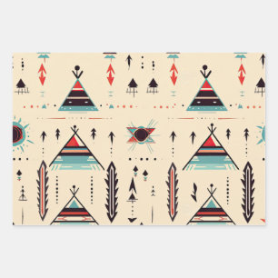 Feuille De Papier Cadeau Motif amérindien