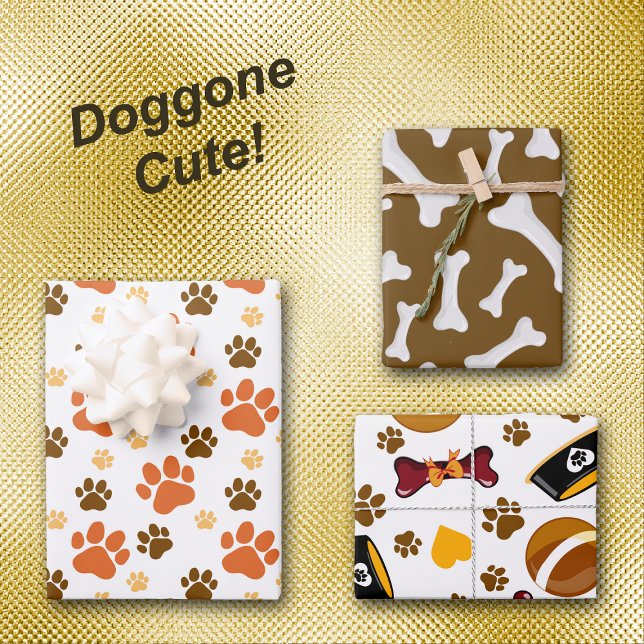Feuille De Papier Cadeau Motif Amoureux des chiens (Créateur téléchargé)