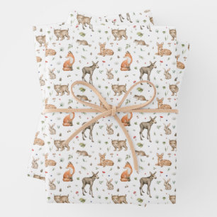 Feuille De Papier Cadeau Motif animal de bois mou