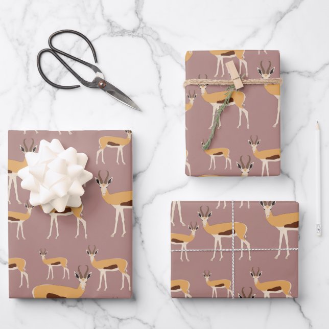 Feuille De Papier Cadeau Motif animal sauvage d'Antelope (Recto)