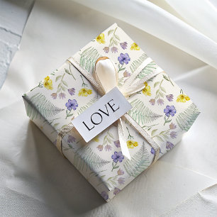 Feuille De Papier Cadeau Motif aquarelle de fleurs sauvages boho 