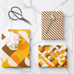 Feuille De Papier Cadeau Motif artistique de cercles jaunes ensoleillés ora