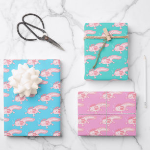 Feuille De Papier Cadeau Motif Axolotl rose