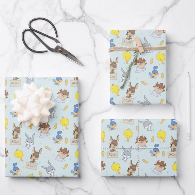 Feuille De Papier Cadeau MOTIF Baby shower LOONEY TUNES™ (Recto)