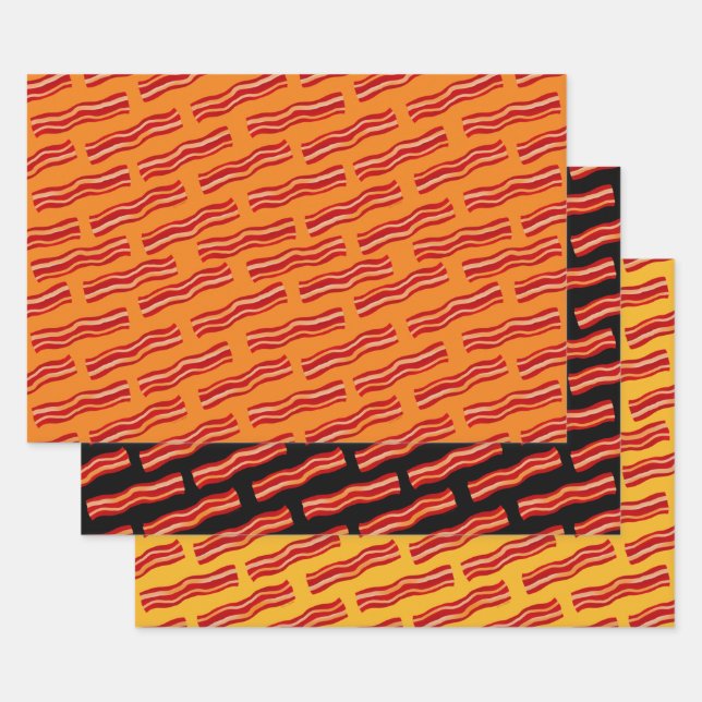 Feuille De Papier Cadeau Motif Bacon savoureux (Lot)