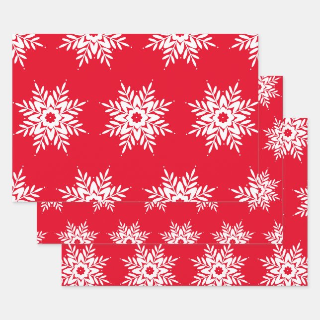 Feuille De Papier Cadeau Motif blanc rouge (Lot)