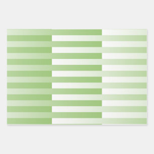 Feuille De Papier Cadeau Motif blanc vert rayé