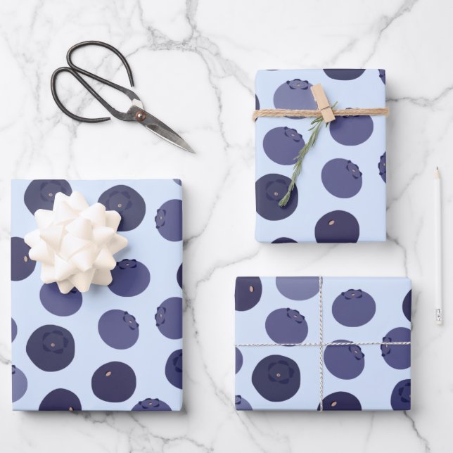 Feuille De Papier Cadeau Motif Blueberry (Recto)