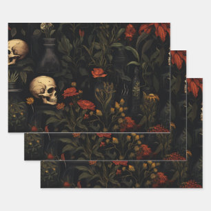 Feuille De Papier Cadeau Motif botanique d'Halloween