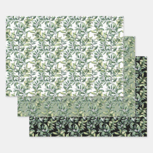 Feuille De Papier Cadeau Motif botanique traditionnel - 3 Design
