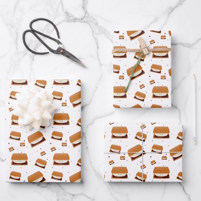 Feuille De Papier Cadeau Motif Brown de sourire blanc illustré (Recto)