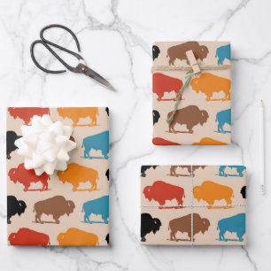 Feuille De Papier Cadeau Motif Buffalo du sud-ouest