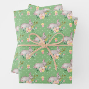 Feuille De Papier Cadeau Motif Bunny de Pâques