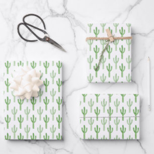 Feuille De Papier Cadeau Motif Cactus aquarelle