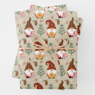 Feuille De Papier Cadeau Motif cadeau Noël Gnomes