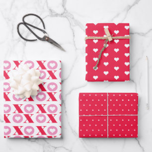 Feuille De Papier Cadeau Motif cardiaque XOXO