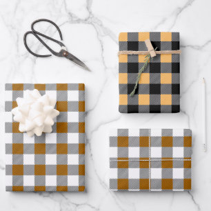 Feuille De Papier Cadeau Motif carreau de bœuf automne rustique
