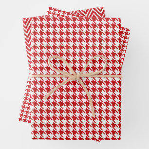 Feuille De Papier Cadeau Motif carreaux rouge et blanc classique