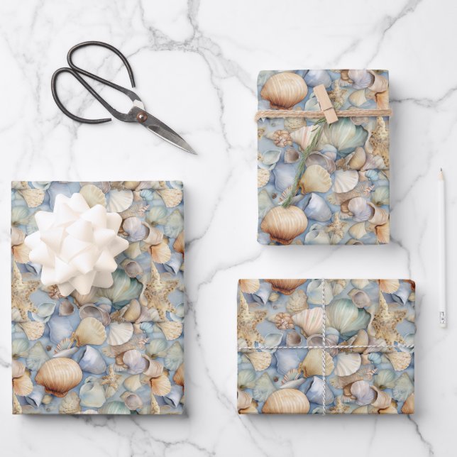 Feuille De Papier Cadeau motif carrelé de la partie coquille (Recto)