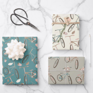 Feuille De Papier Cadeau motif carrelé pour les amateurs de vélo mignon