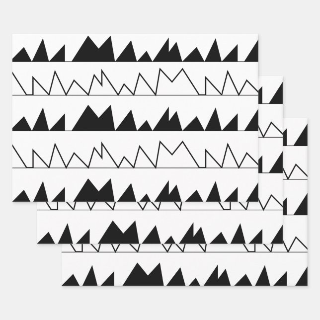 Feuille De Papier Cadeau Motif Chevron noir et blanc (Lot)
