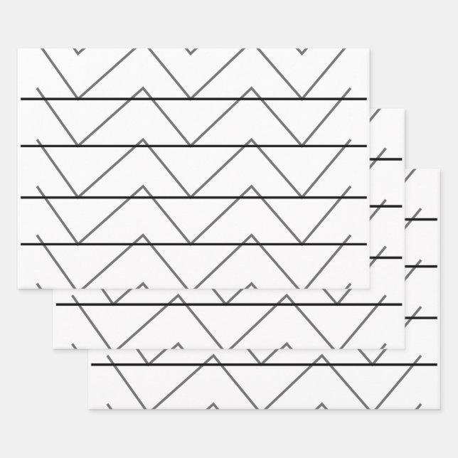 Feuille De Papier Cadeau Motif Chevron Stripes (Lot)