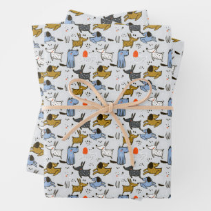 Feuille De Papier Cadeau Motif chien mignon Doodle