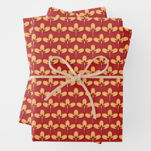 Feuille De Papier Cadeau Motif chinois rouge et or