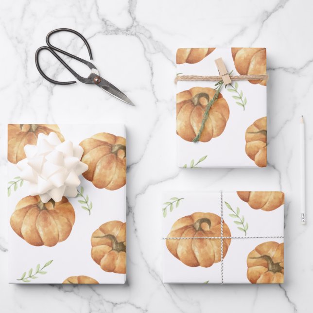 Feuille De Papier Cadeau Motif citrouille (Recto)