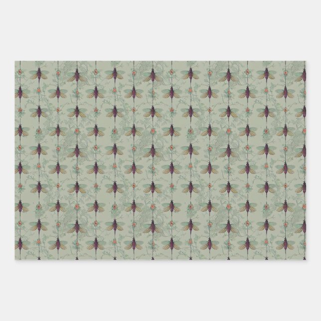Feuille De Papier Cadeau Motif classique d'insectes (Devant)
