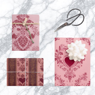 Feuille De Papier Cadeau Motif Cœur Pastel Élégant Motif Floral Délicat