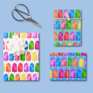 Feuille De Papier Cadeau Motif coloré de sucette glacée Popsicle