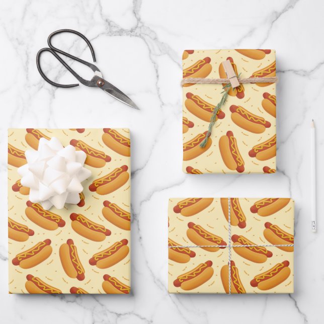 Feuille De Papier Cadeau motif cool de restauration rapide hot-dog (Recto)