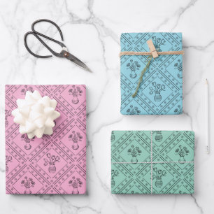 Feuille De Papier Cadeau Motif Coquette Floral de Printemps aux Couleurs Do