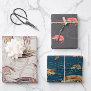 Feuille De Papier Cadeau Motif crevettes crevettes
