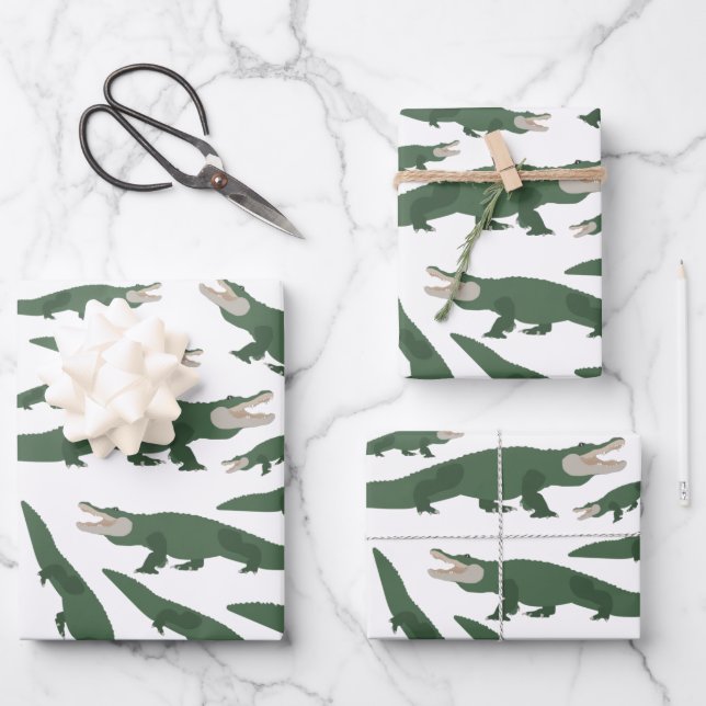 Feuille De Papier Cadeau Motif crocodile de l'alligator mignon (Recto)
