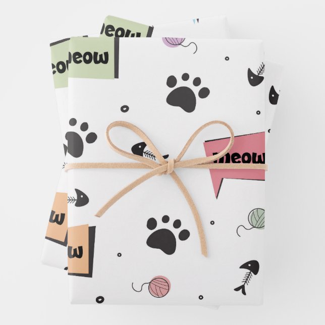 Feuille De Papier Cadeau Motif Cute Paw (En situation)